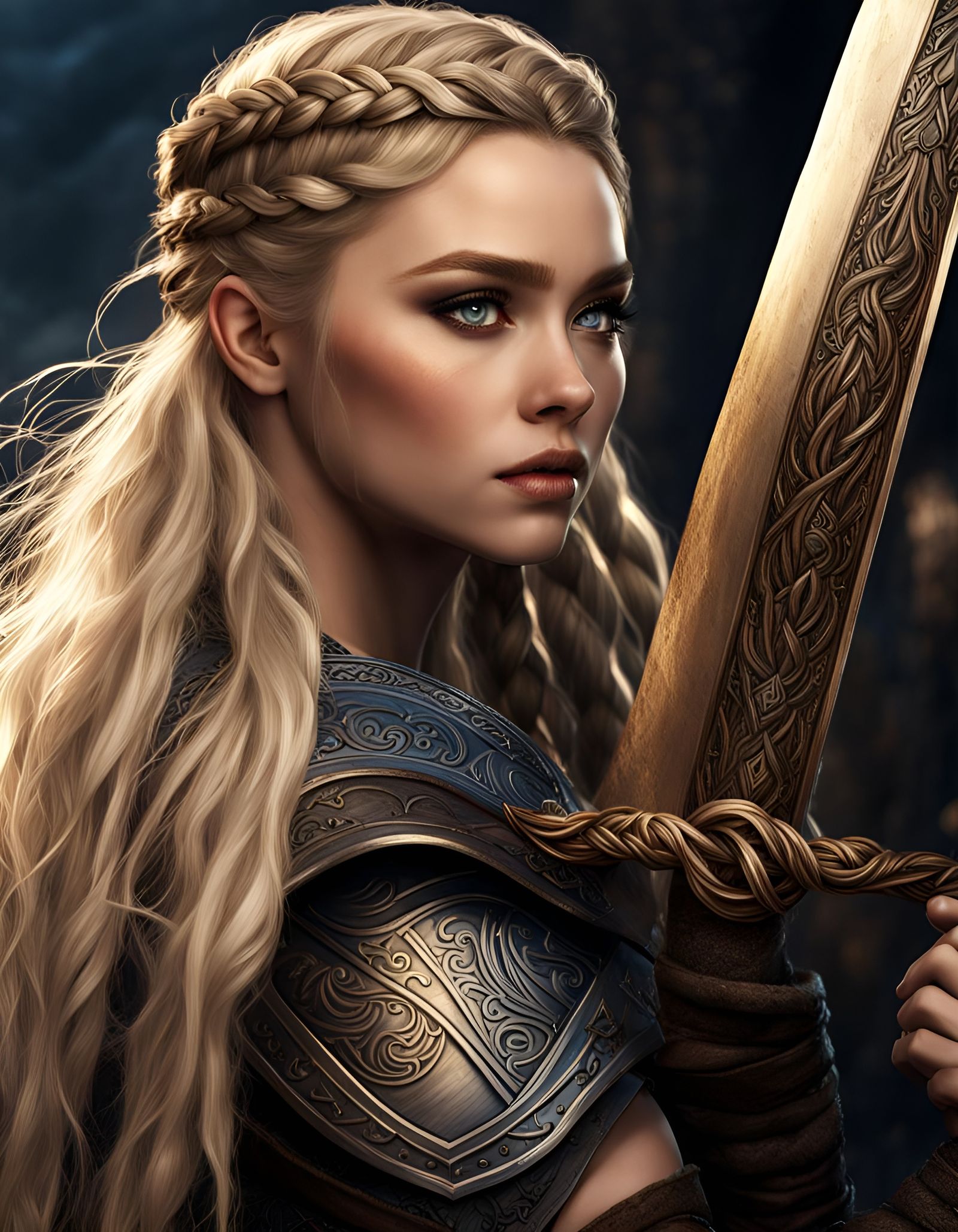 Sabrina Carpenter as a Viking Shield Maiden