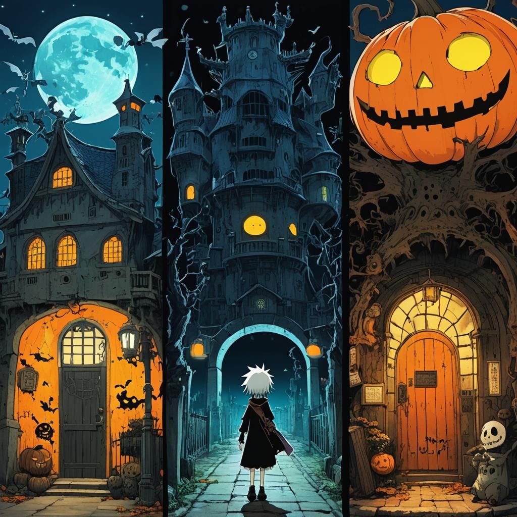Eerie Halloween Setting: Ghibli Meets Final Fantasy