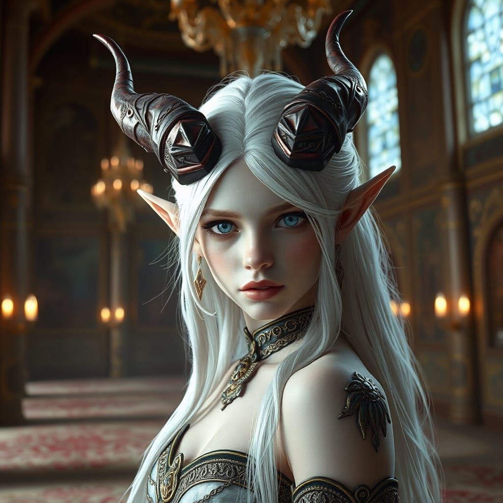 Fantasy Elf Woman in Ballroom Concept Art