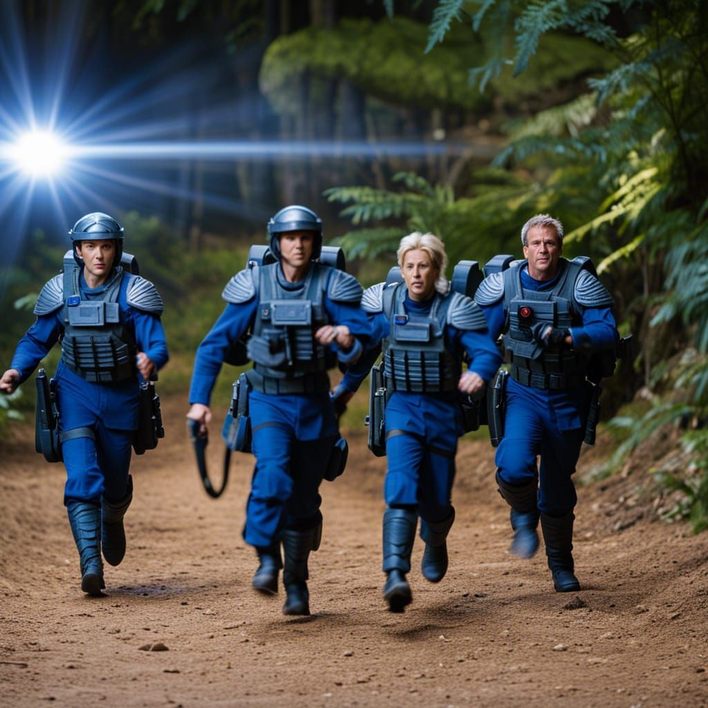 Stargate SG1 team running away from danger. (A tribute to the TV show)
