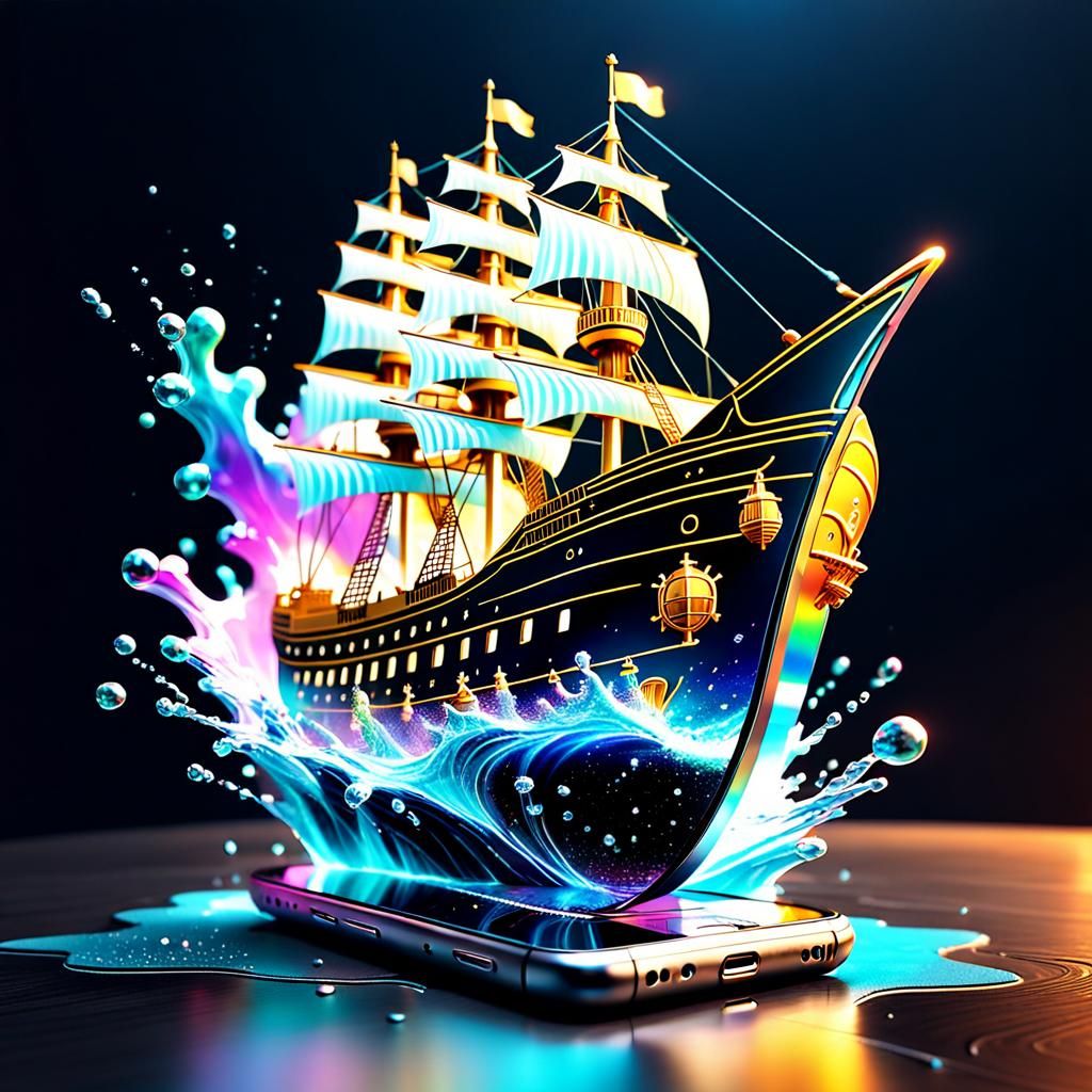 Whimsical Holographic Ship Bursts From Smartphone