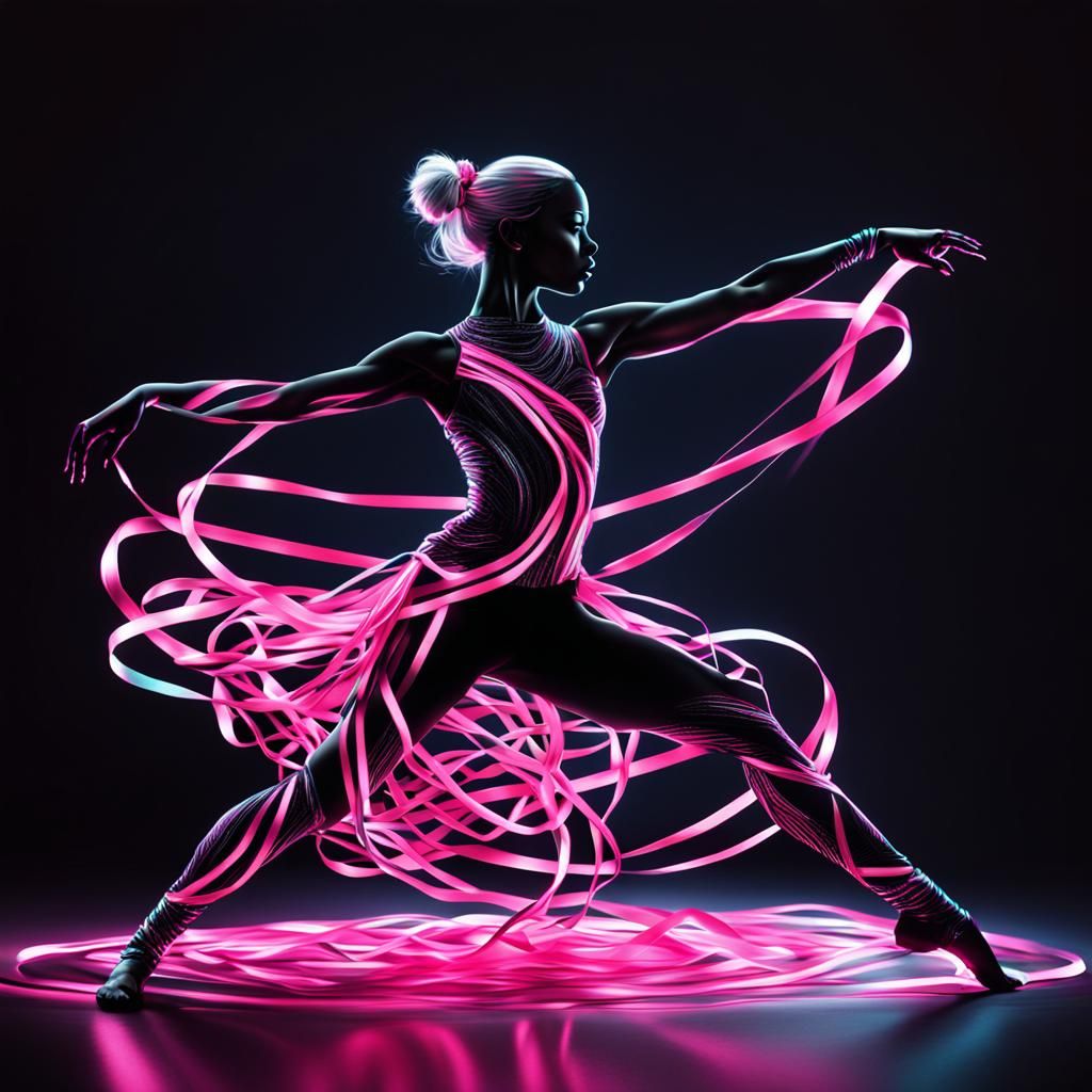 Neon Dancer in Chrome Silhouette: Digital Art