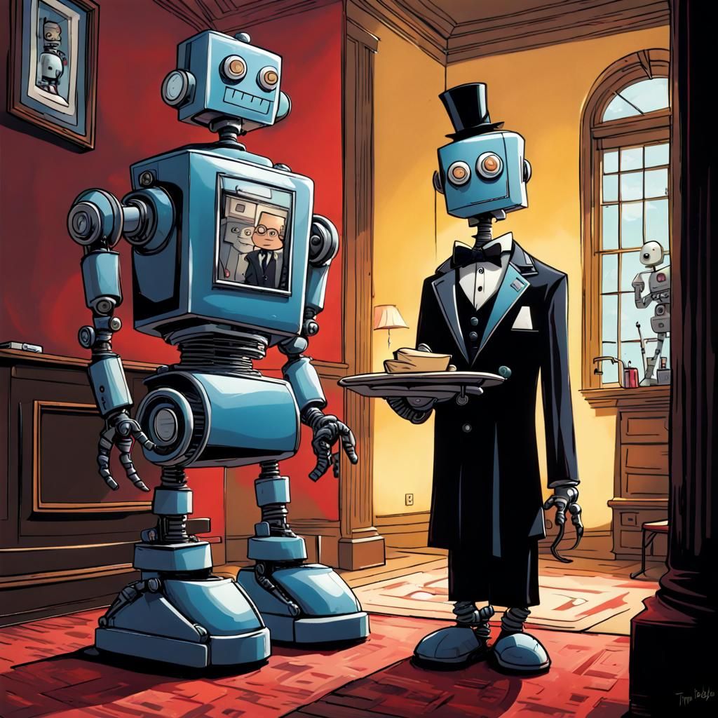 Robot Butler in Illustrative Style