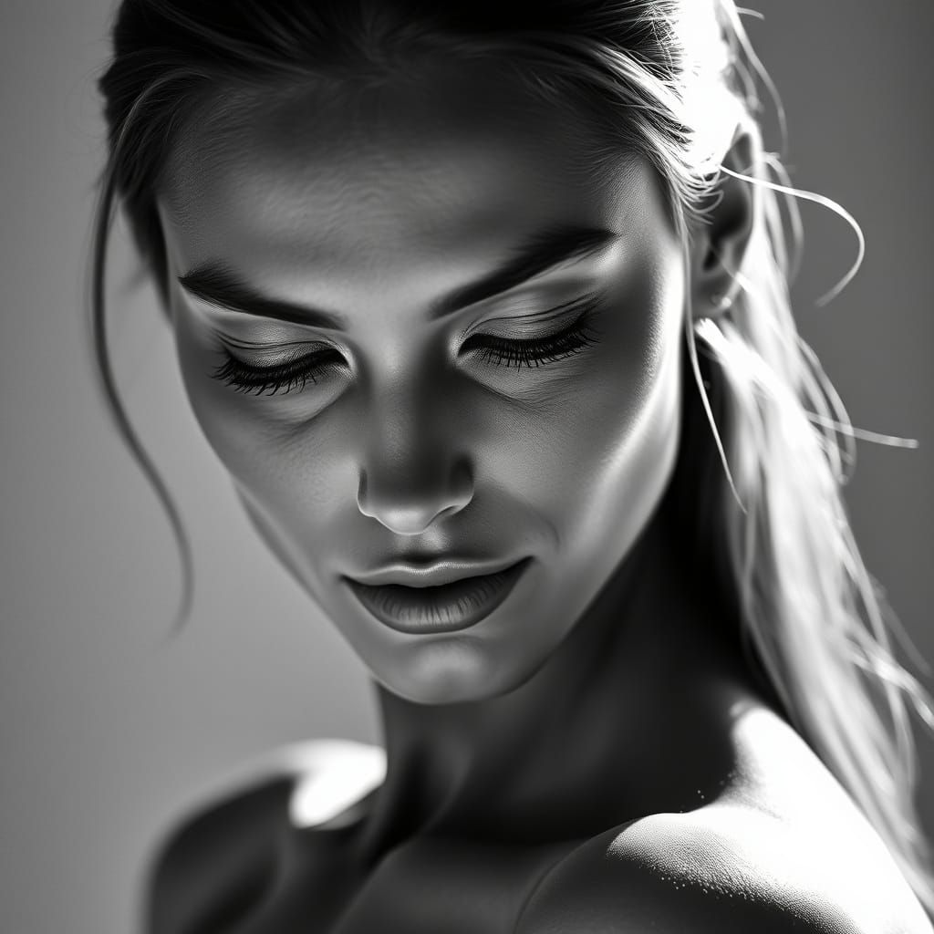 Timeless Black and White Supermodel Closeup