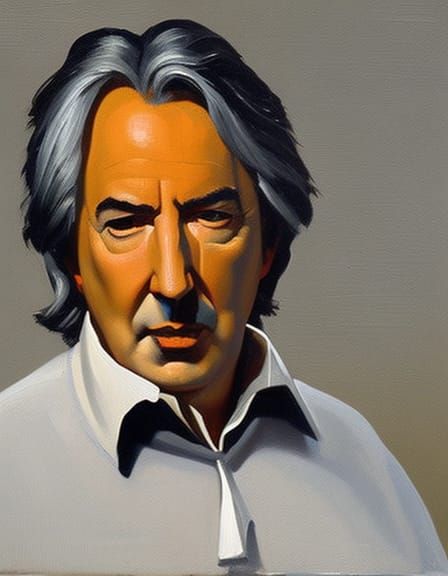 Alan Rickman as Writer, Oil Painting Portrait