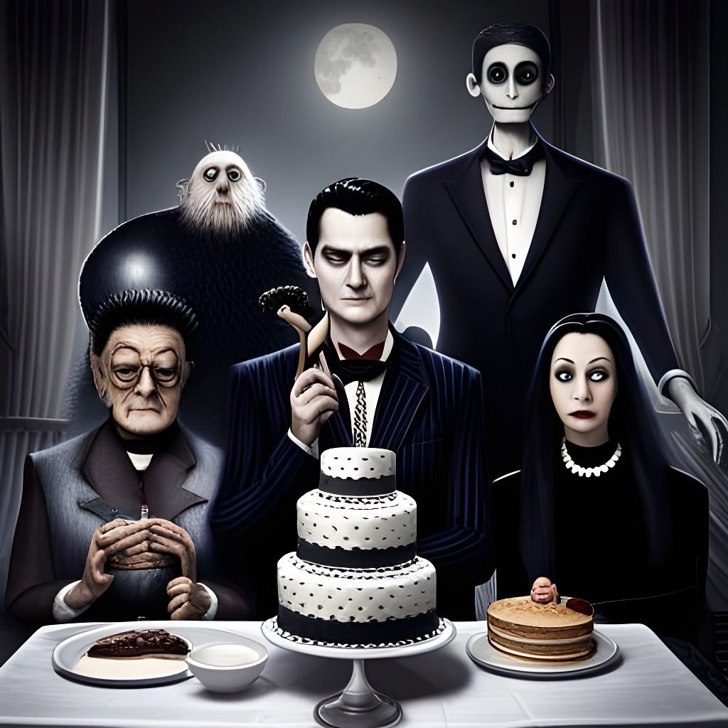 The Addams Family Celebrates with Goth Cake
