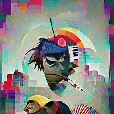 Gorillaz in Retrofuturistic Cyberpunk Style