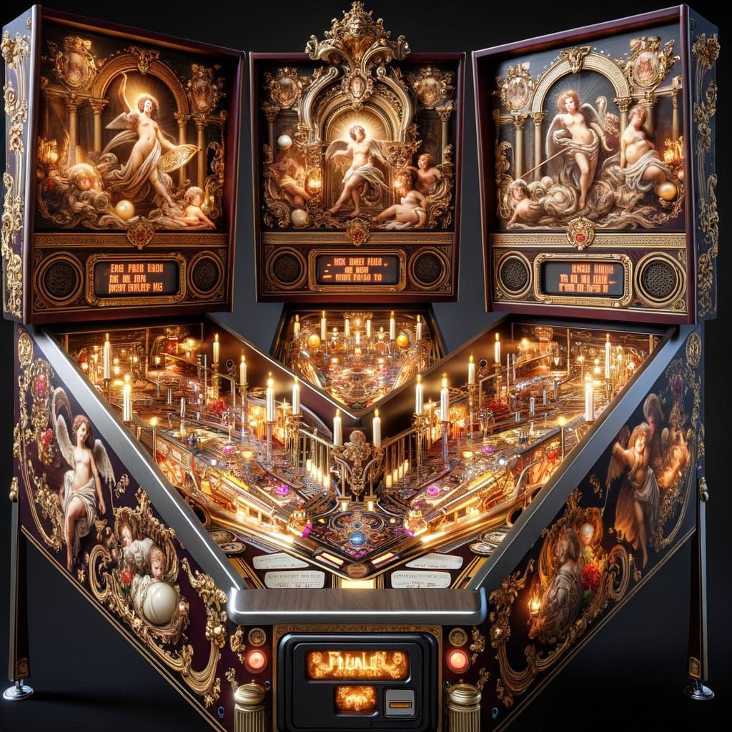 Baroque Pinball Machine with Antique Candle Lights