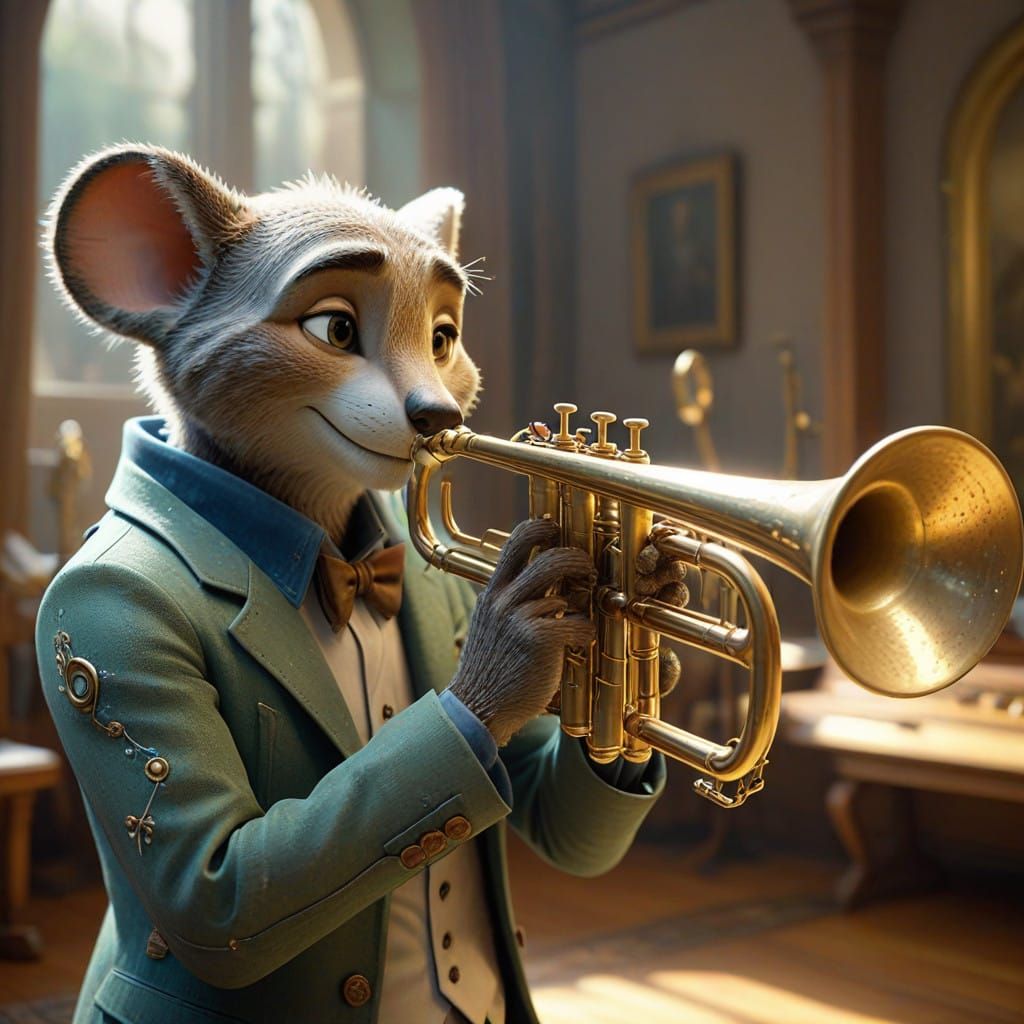 Warm Trombone with Intricate Patterns