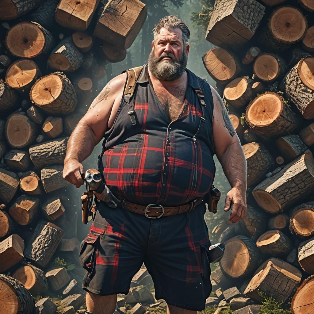 Hyperrealistic Lumberjack in Detailed Matte Painting