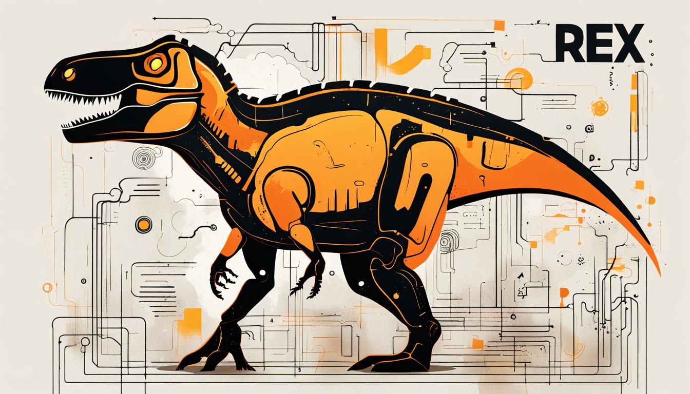 Cyberpunk T-Rex Cartoon Typography Art
