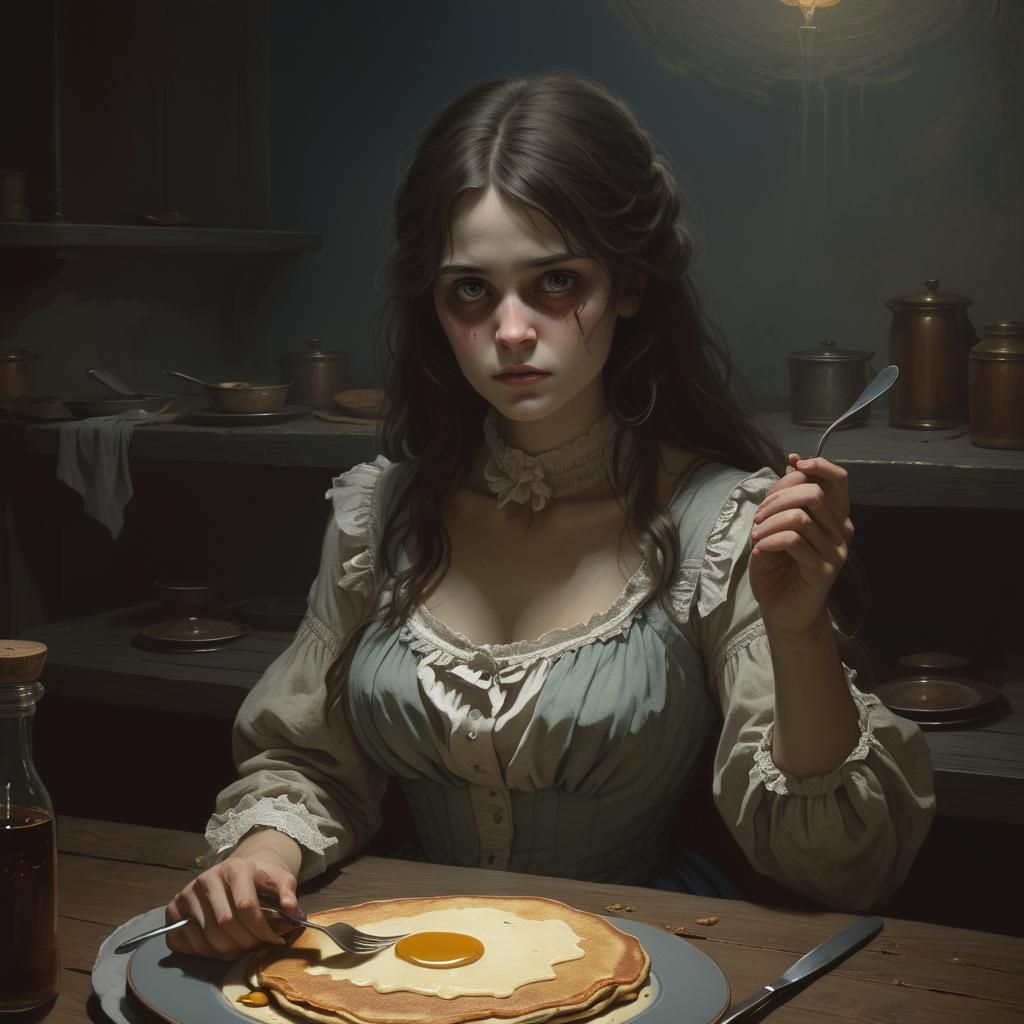 Gothic Pancake Girl in Dark Despair