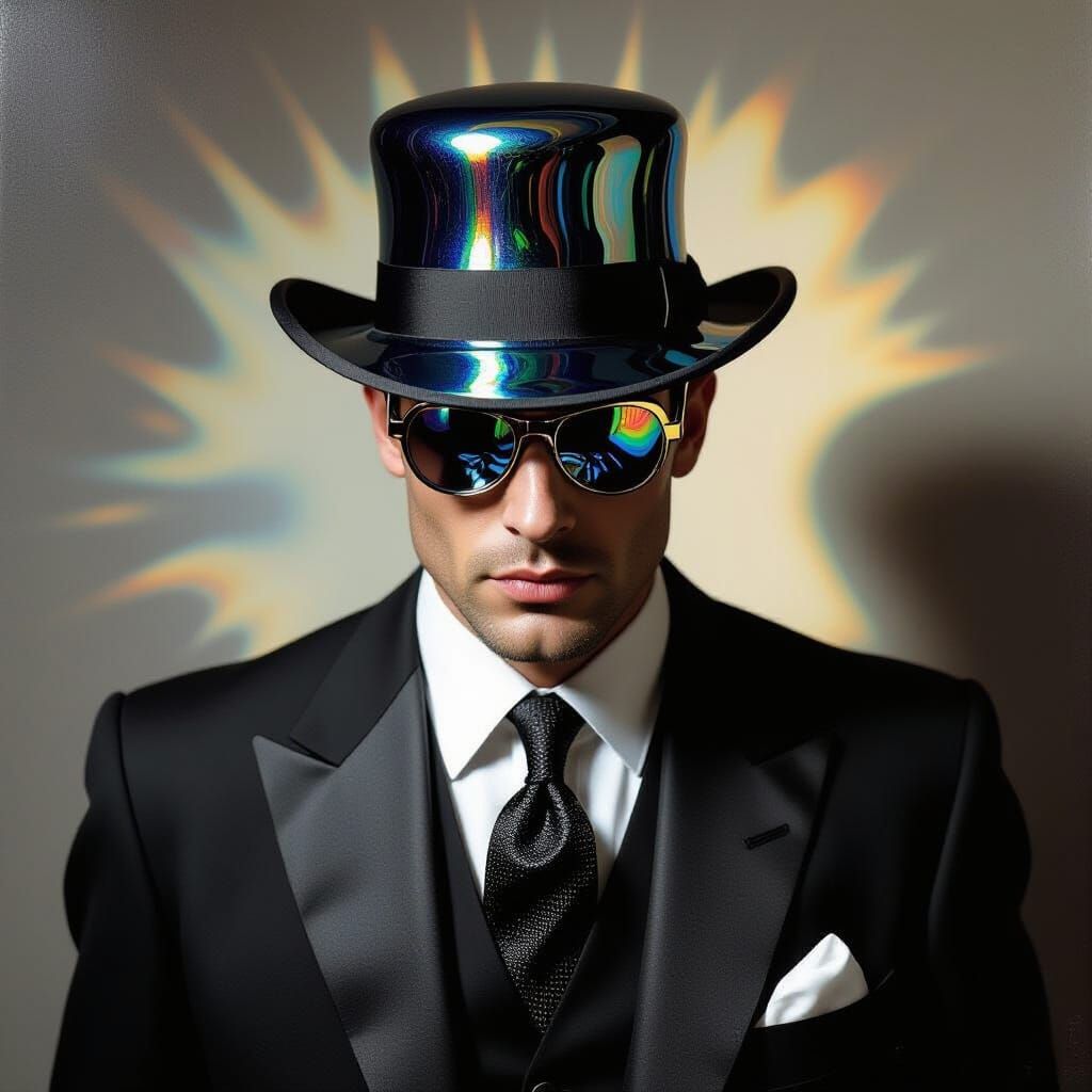 Man in Suit with Liquid Mercury Hat