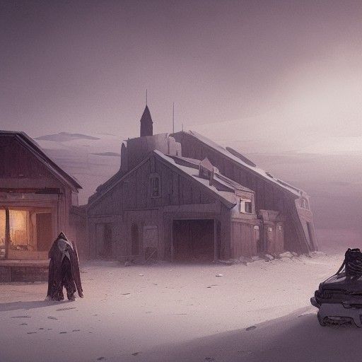 Sinister Desert Town in Arctic Landscape