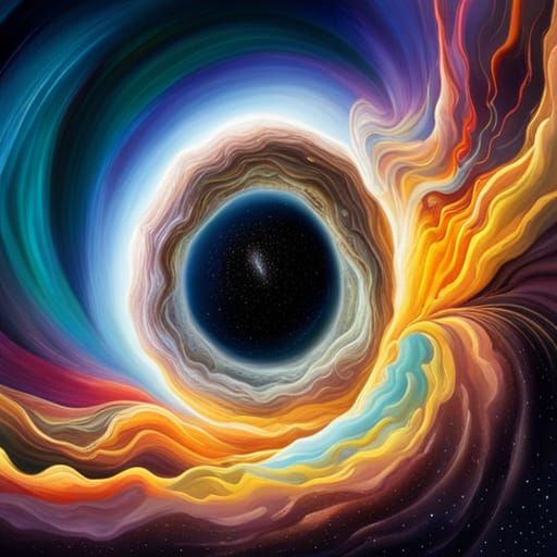 Eerie Space Landscape with Spiraling Black Hole