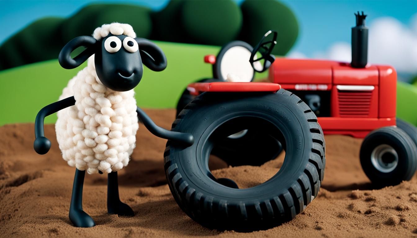 Shaun the Sheep: "Me? No of course it wasn't me that dismantled the tractor..."