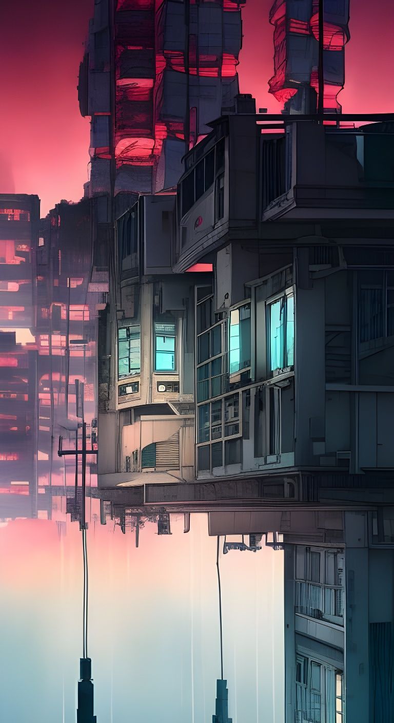 Cyberpunk Laundry: High-Rise Balconies in Detailed Digital A...