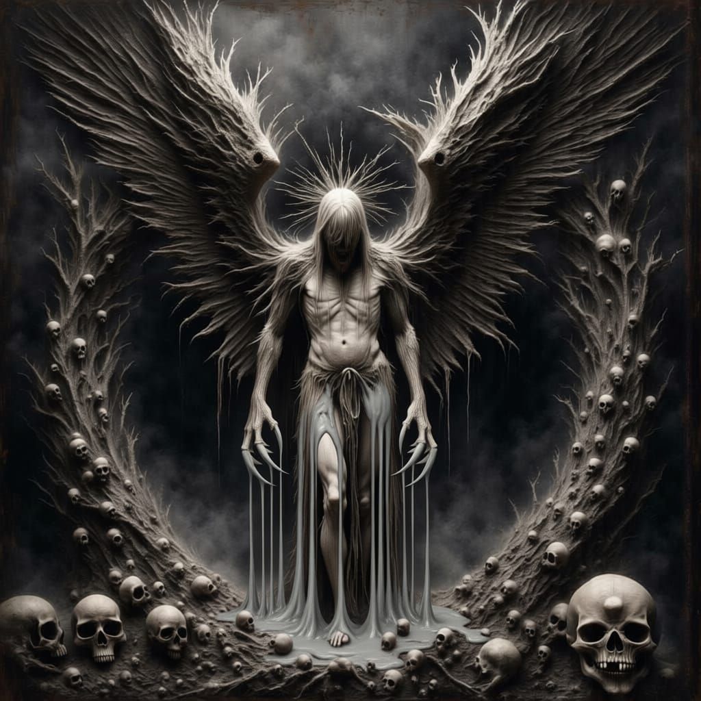 Fallen Angel in Surreal, Gothic Style