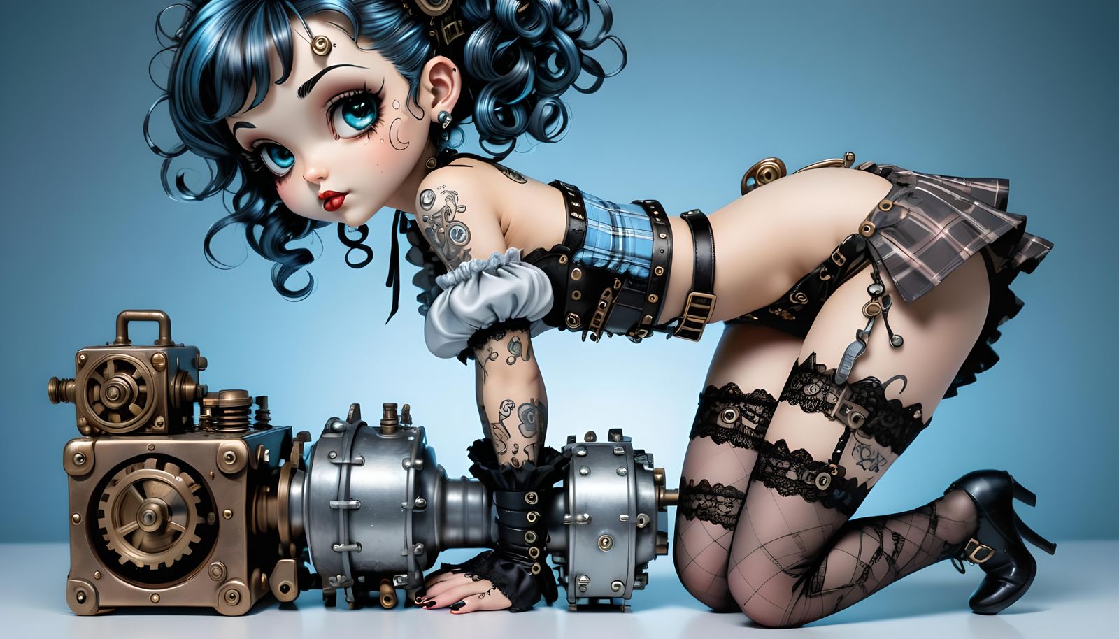 Steampunk Betty Boop Chibi with Musical Notes
