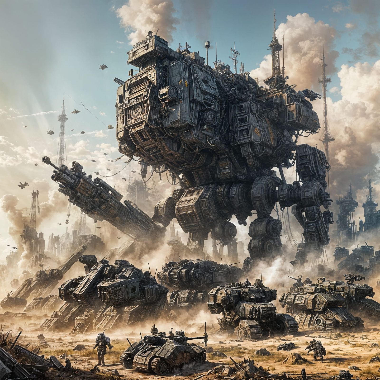 War Mechs in Ruins: Warhammer 40k Concept Art