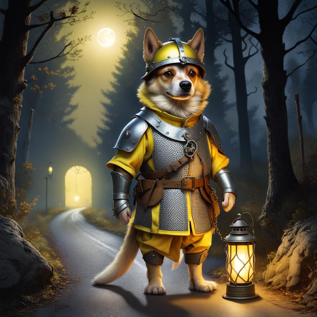 Dog Night Watchman in Haunted Woodland