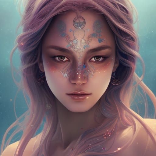 Beautiful Moon Goddess Portrait in Digital Art Style