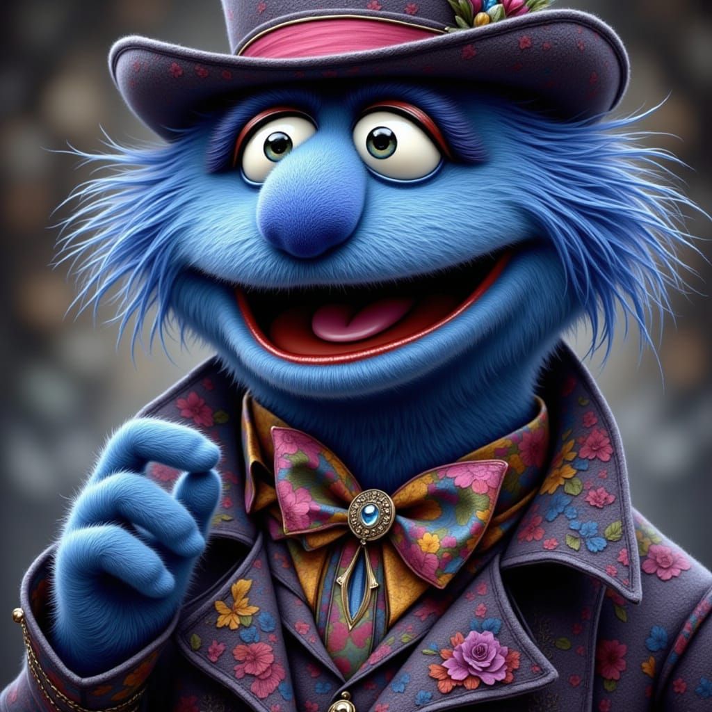 Grover's Dark Alter Ego in Victorian Gothic Style