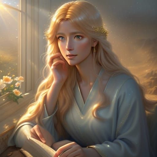 Ethereal Dawn Portrait: Gentle Light on Reflective Eyes