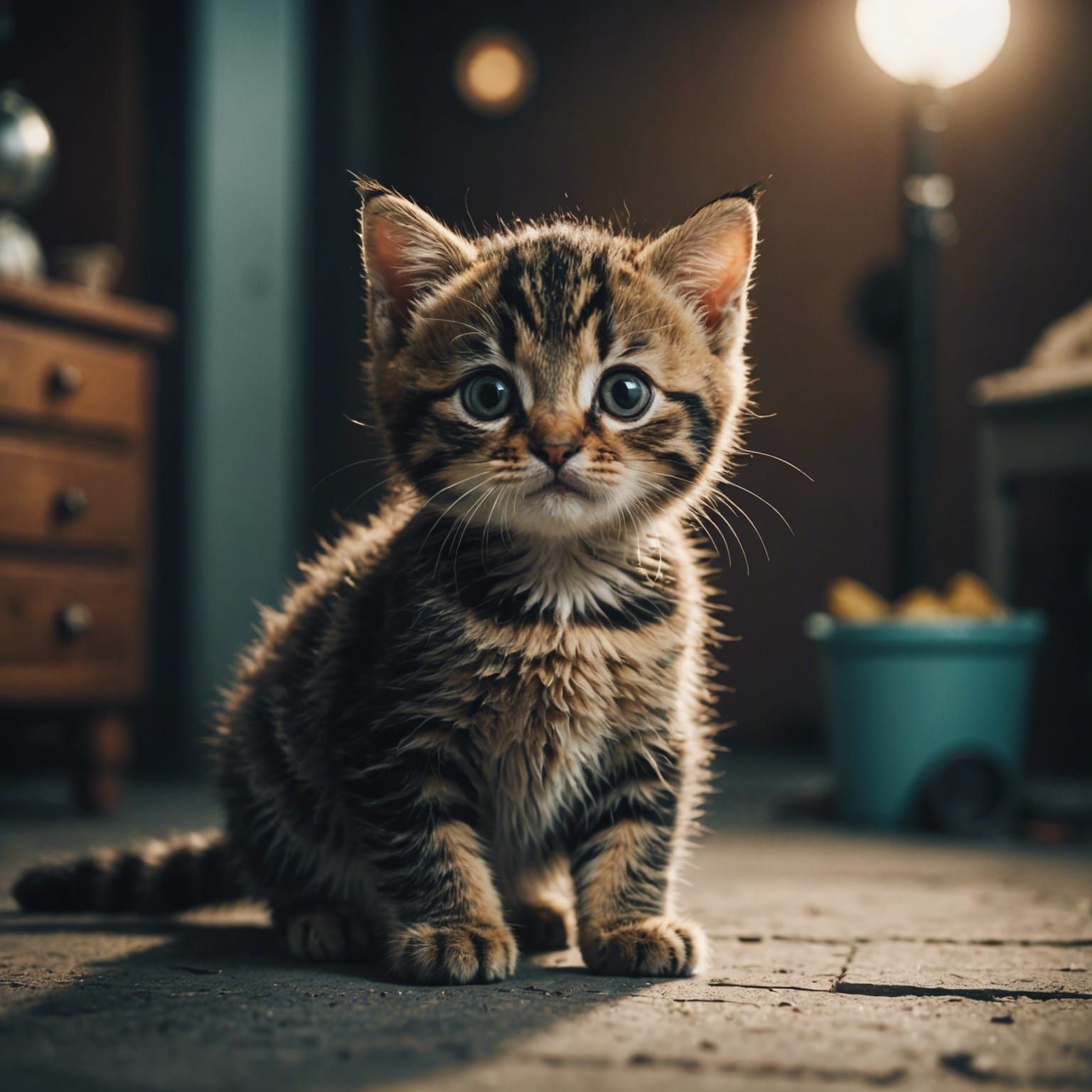 Cute Baby Cat in Cinematic Film Style