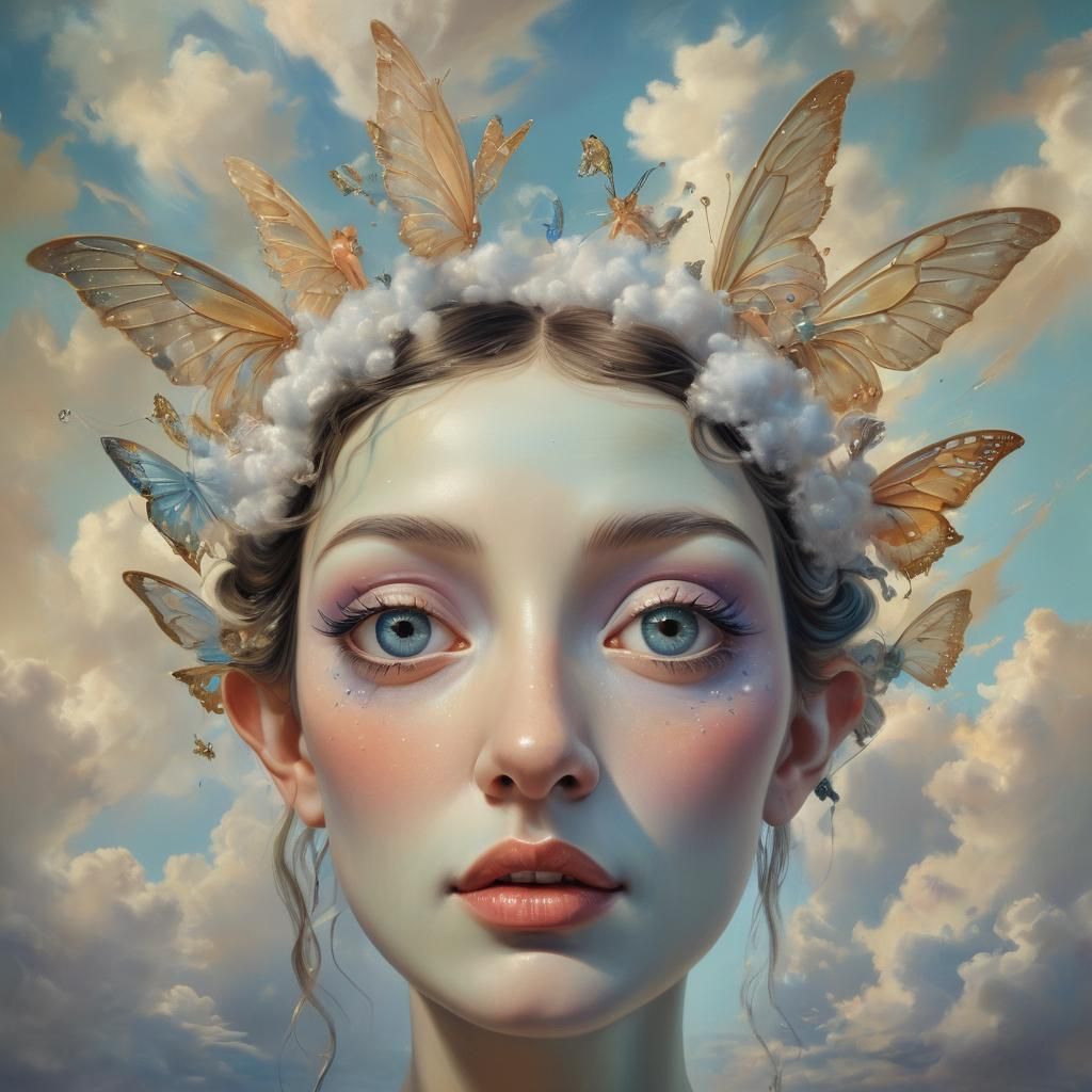 Fairies Form Giant Face in Surrealist Dreamscape