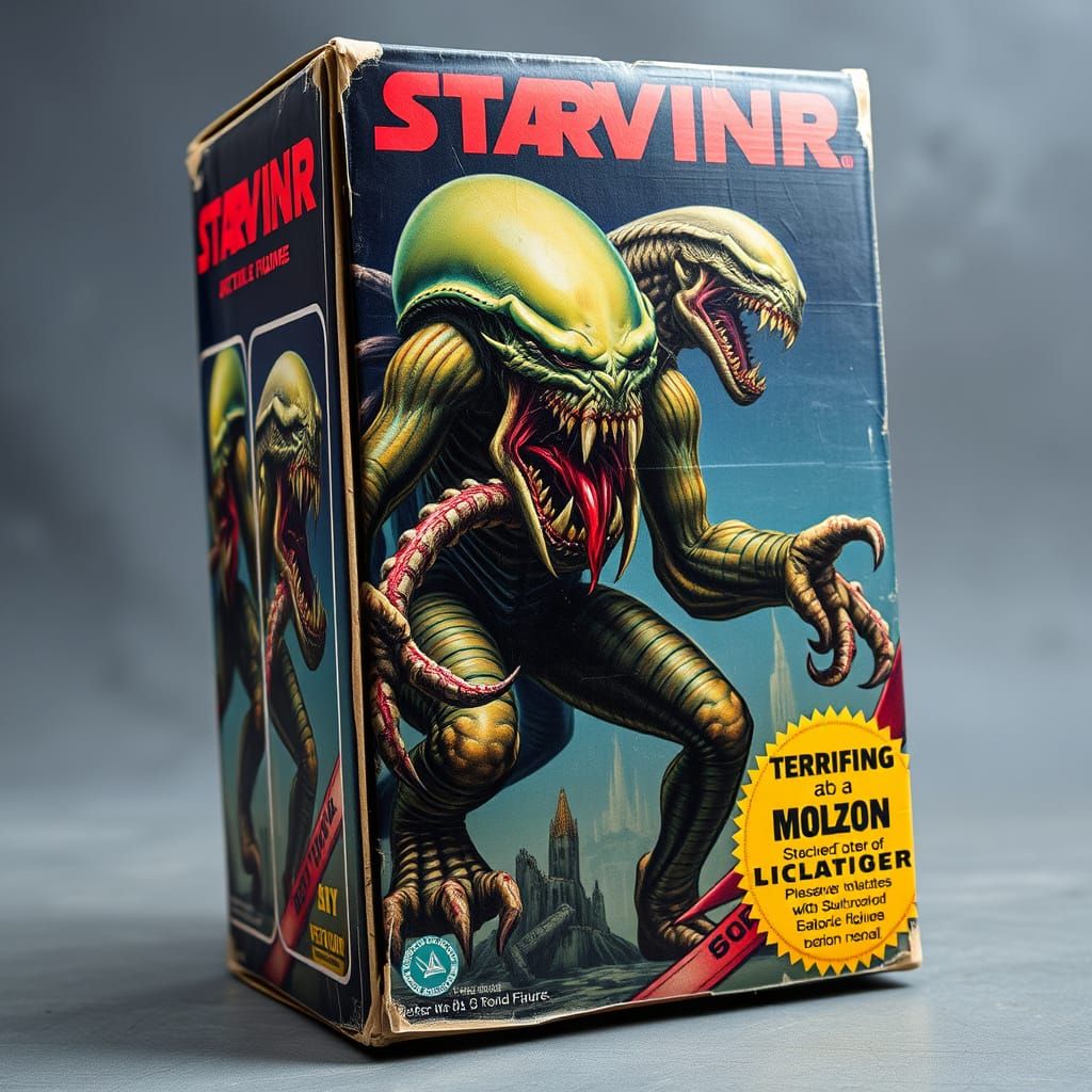 Retro-Futuristic Sci-Fi Action Figure Box Art