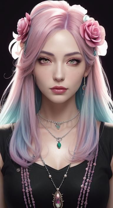 Hyperrealistic Portrait of Three Women with Floral Accents