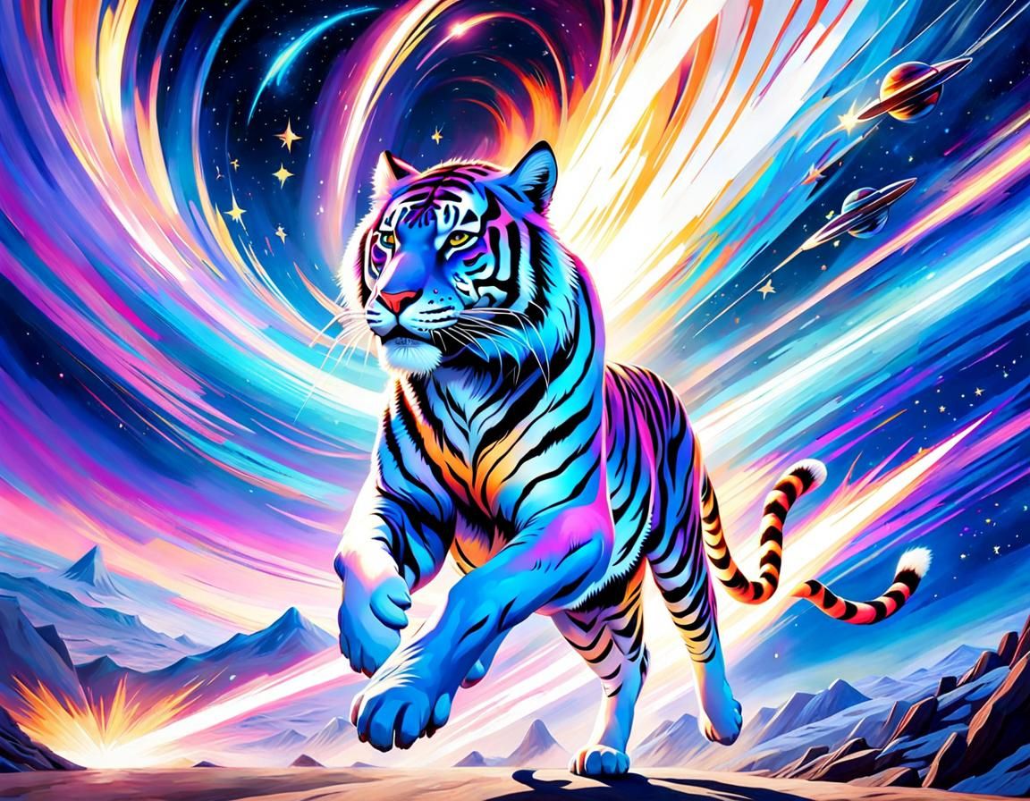 Cosmic Shooting Star in Dark Fantasy Oil Painting