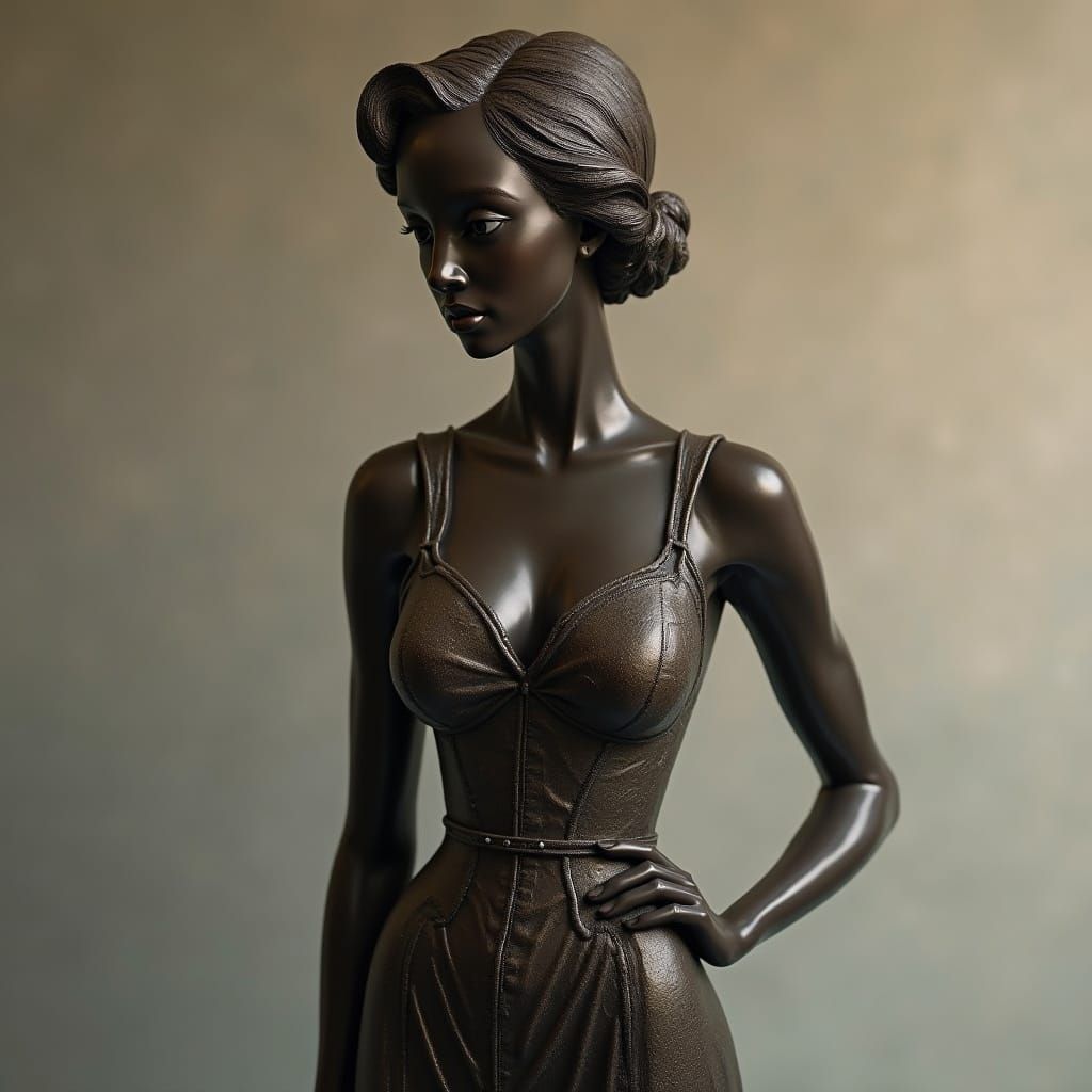 Bronze Portrait of a Dignified Woman in Elegant Attire