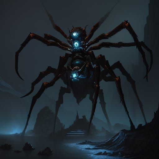 Gigantic Spider Lurks Under Stone Bridge in Eerie Cavern