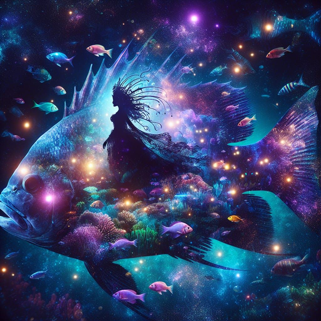 Gothic Mermaid Rules an Underwater Realm in Double Exposure ...