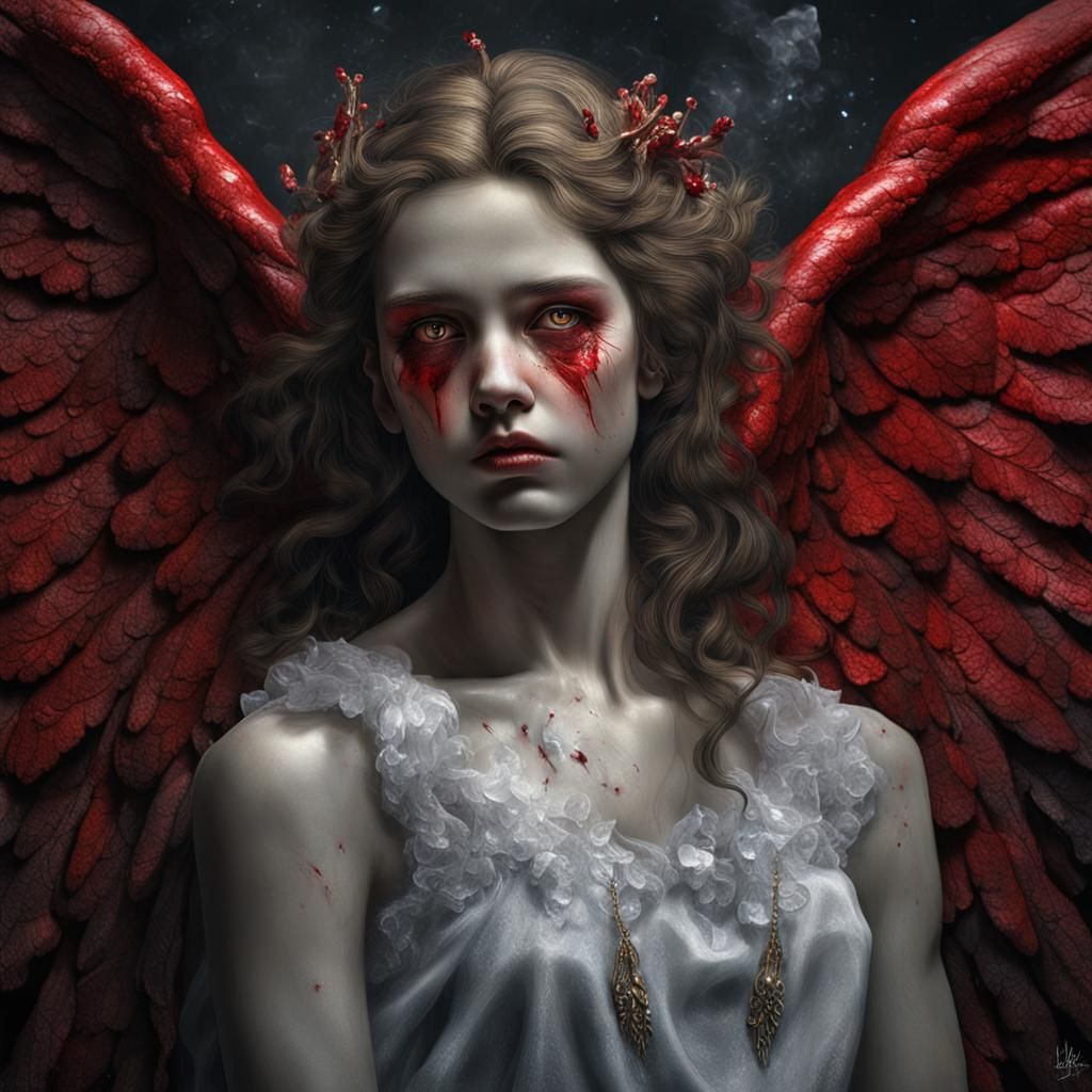 Fallen Angel Lilith: Hyper-Detailed Photographic Portrait