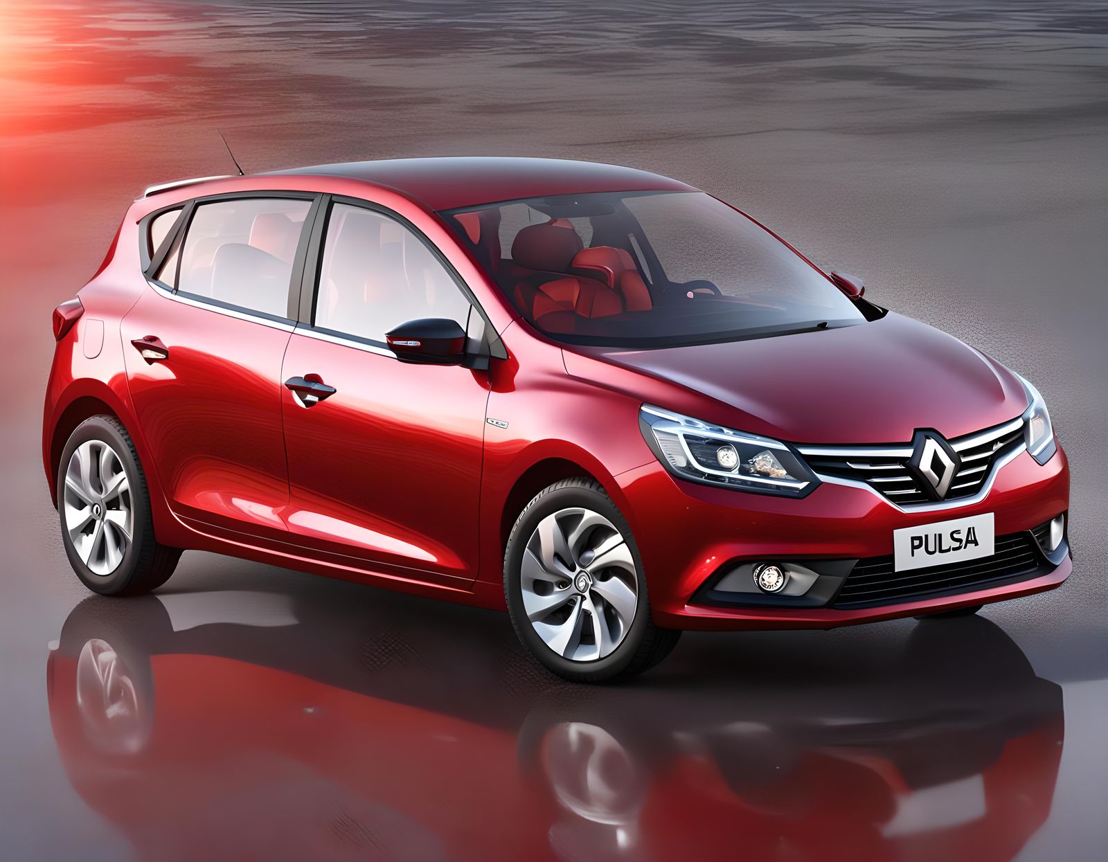 Red 2013 Renault Pulsar Hatchback 3D Render