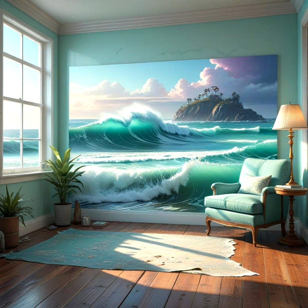 Dreamy Beachside Oasis with Crashing Waves