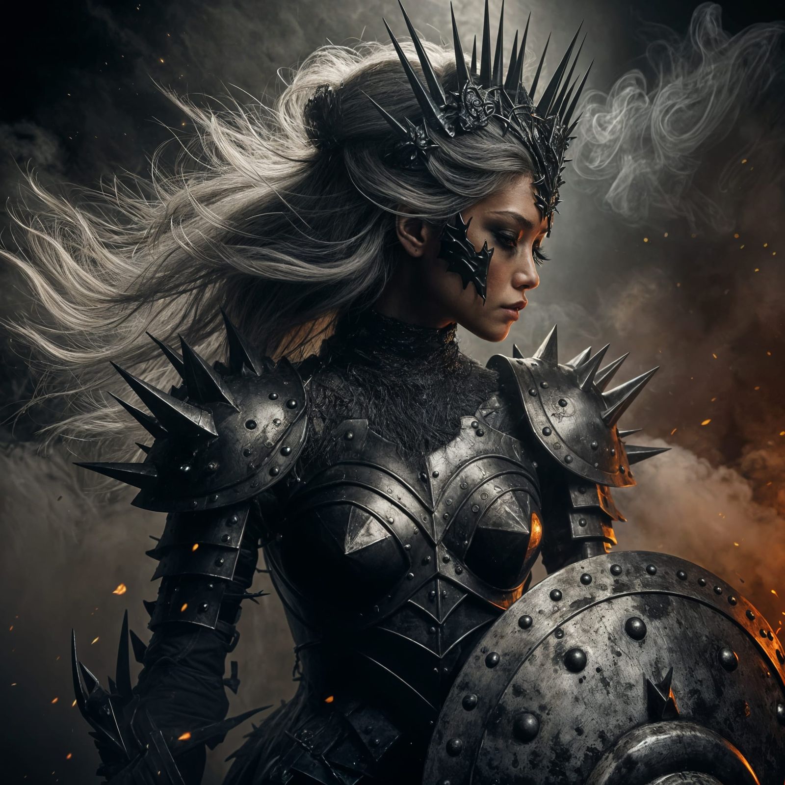 Dark Fantasy Warrior Queen in Cinematic Style