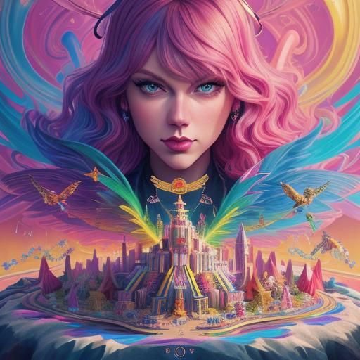 Taylor Swift as Phoenix Tarot Reader in Candy Art