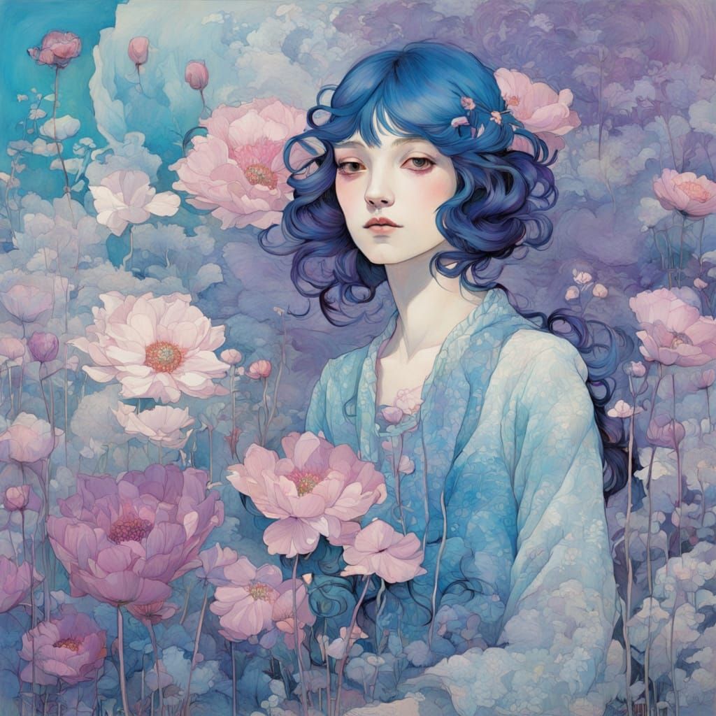 Windflower Blooms in Vibrant Hues of Blue, Pink, and Purple