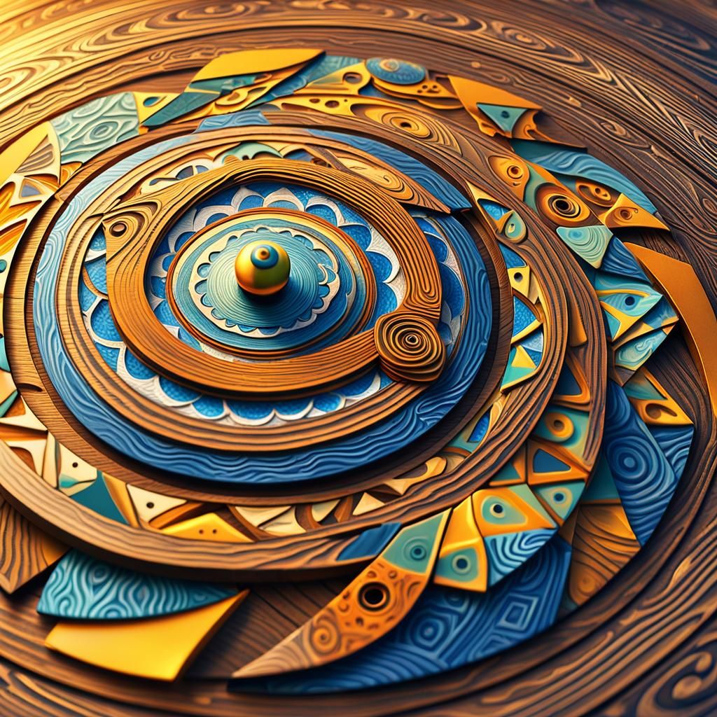 Whimsical Spinning Top in Warm, Golden Lighting