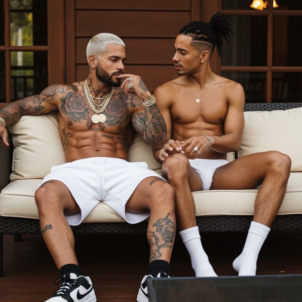 Intimate Moment on a Veranda in Golden Sunlight