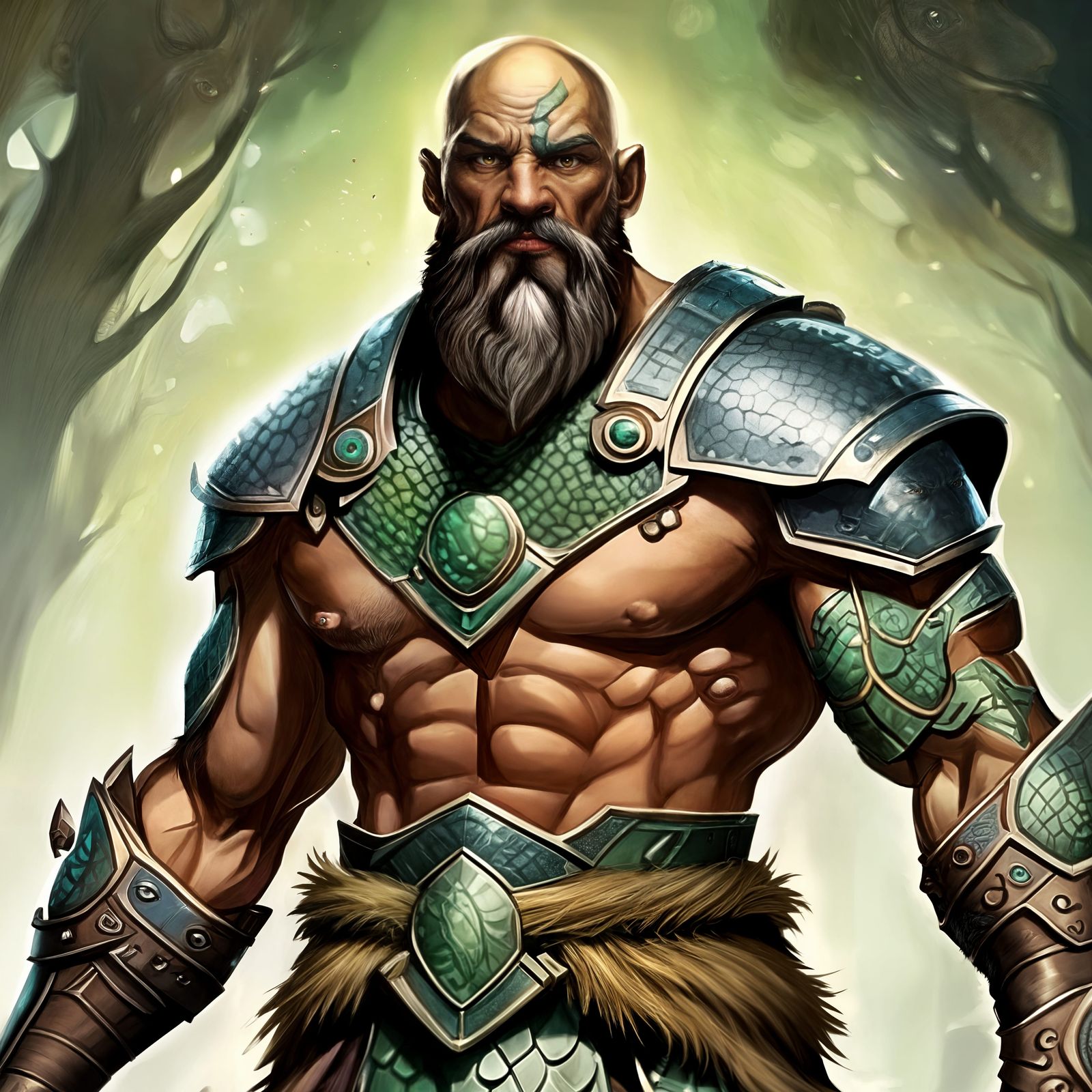 Goliath Druid in Dragon Scale Armor Portrait