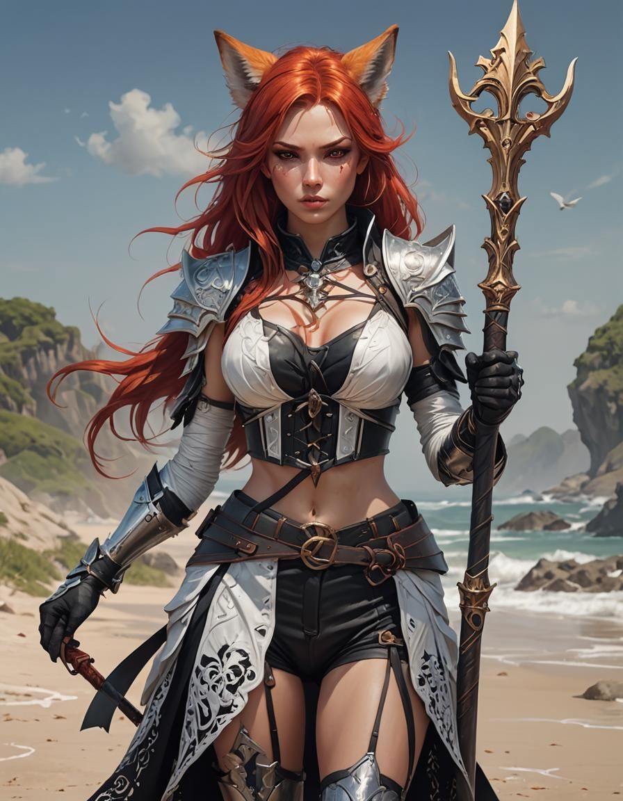 Fox-Eared Mage Portrait in Hyperdetailed Style