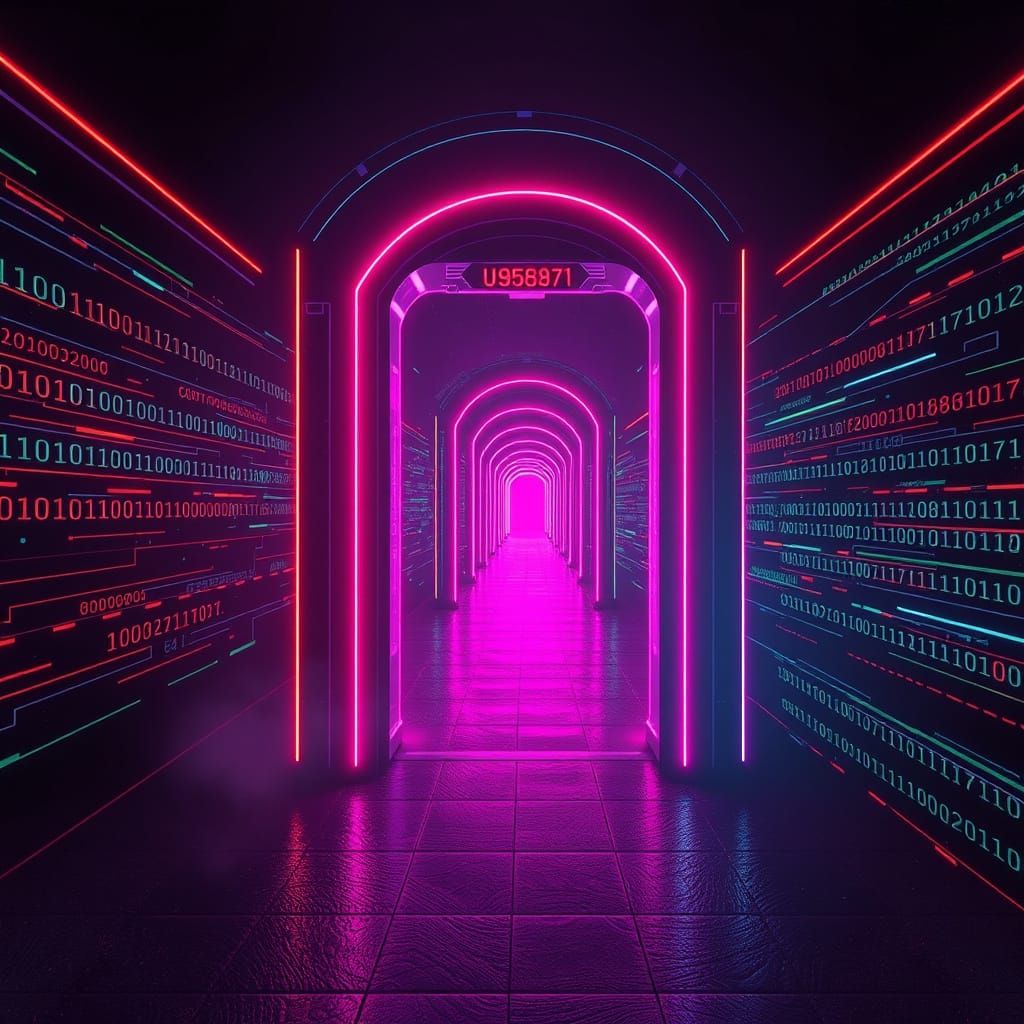 Surreal Science Fiction Doorway to Parallel Reality in Neon ...