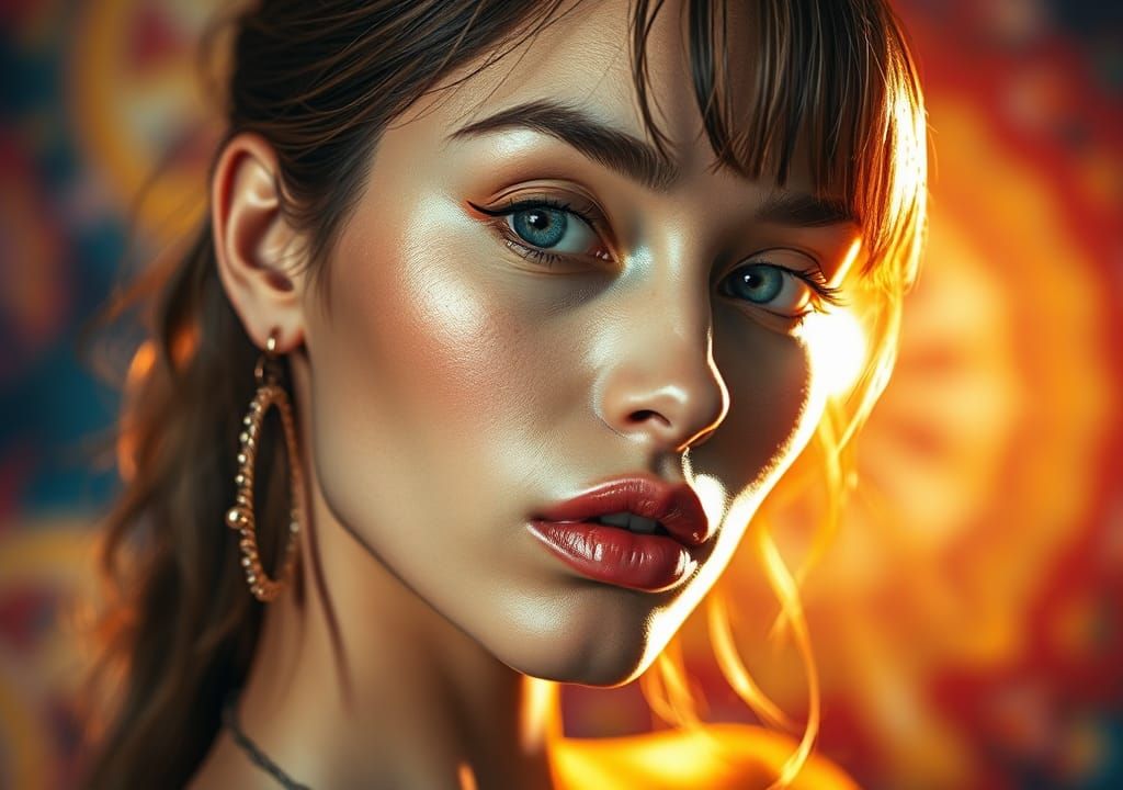 Hyperrealistic Portrait in High Fashion Splash Art Style