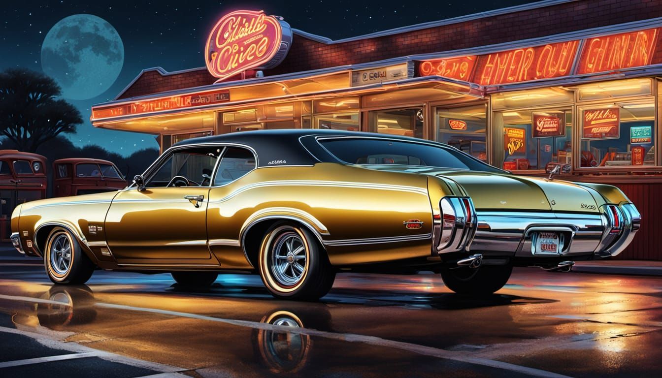 1970 Oldsmobile 442 in Comic Book Style