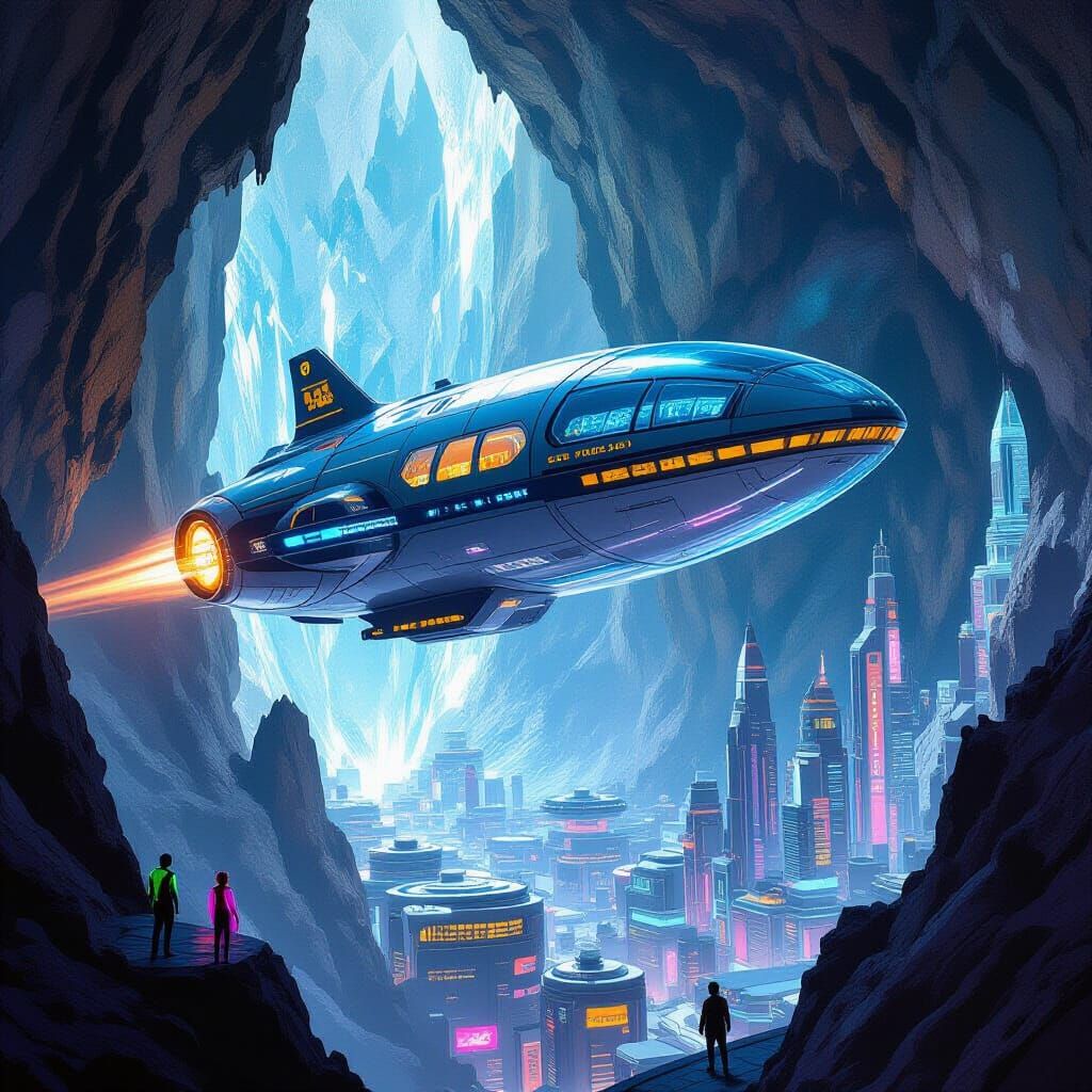 Glassy Spaceship Emerges from Quartz Mountain